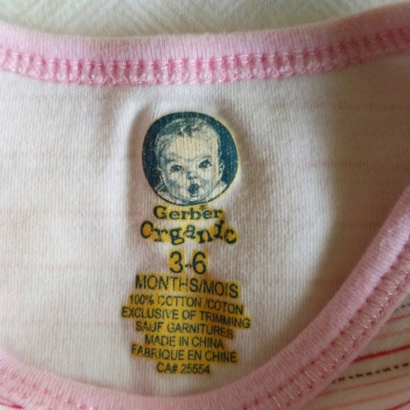 gerber onesies organic cotton pink striped bodysuit 3-6 months baby girl - Picture 4 of 5
